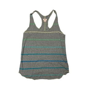 NWOT never worn racer back tank top, gray with ombré striping. Size: Medium